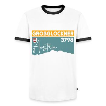 Großglockner Skitour Wandern Berglauf Hohe Tauern - Männer Kontrast-T-Shirt - Weiß/Schwarz - Vorne - AI Model Female 172 light (172cm) & AI Model Male 178 dark (178cm)