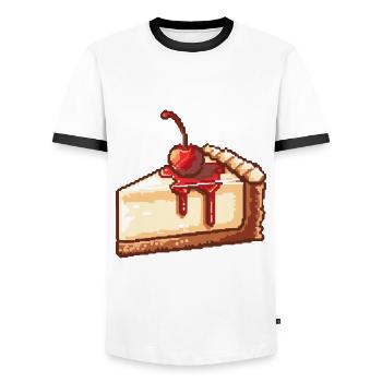 Cheesecake Pixel Icon Cake - Men's Ringer Shirt - white/black - Front - AI Model Female 172 light (172cm) & AI Model Male 178 dark (178cm)