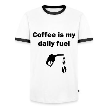 Coffee is my daily fuel - Männer Kontrast-T-Shirt - Weiß/Schwarz - Vorne - AI Model Female 172 light (172cm) & AI Model Male 178 dark (178cm)