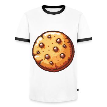 Icône du pixel des cookies - T-shirt contrasté Homme - blanc/noir - Devant - AI Model Female 172 light (172cm) & AI Model Male 178 dark (178cm)