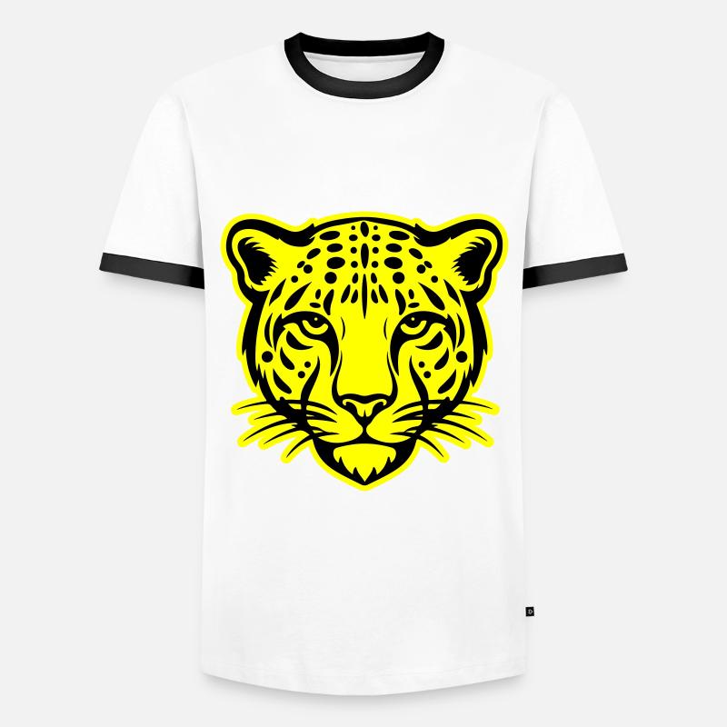 Cheetah Head - Men's Ringer Shirt - white/black