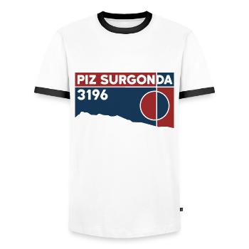 Piz Surgonda Ski Tour Randonnée Sommet Livre Souvenir - T-shirt contrasté Homme - blanc/noir - Devant - AI Model Female 172 light (172cm) & AI Model Male 178 dark (178cm)