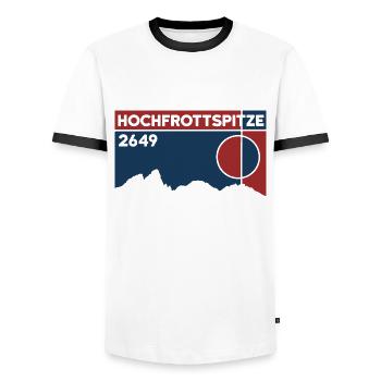 Hochfrottspitze Mädelegabel Exceedance Hiking - Men's Ringer Shirt - white/black - Front - AI Model Female 172 light (172cm) & AI Model Male 178 dark (178cm)
