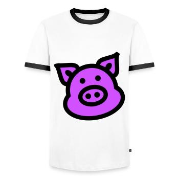 Pig Animal Pink - Men's Ringer Shirt - white/black - Front - AI Model Female 172 light (172cm) & AI Model Male 178 dark (178cm)