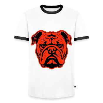 Bulldog Hund Kopf - Männer Kontrast-T-Shirt - Weiß/Schwarz - Vorne - AI Model Female 172 light (172cm) & AI Model Male 178 dark (178cm)