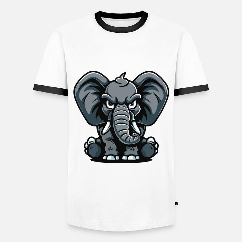 Elefant Comic - Männer Kontrast-T-Shirt - Weiß/Schwarz