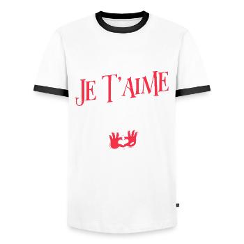 Je t'aime maman. Fête des mères - T-shirt contrasté Homme - blanc/noir - Devant - AI Model Female 172 light (172cm) & AI Model Male 178 dark (178cm)