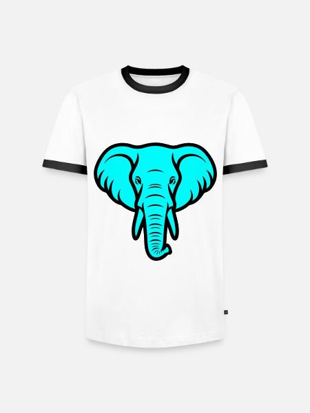 Elephant Head - Men's Ringer Shirt - white/black