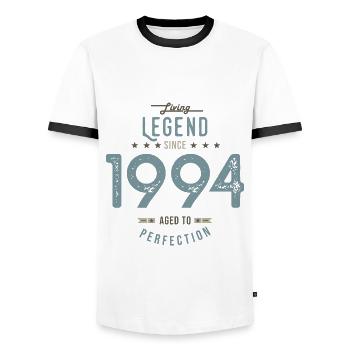 1994 Born in 1994 Birthday - Men's Ringer Shirt - white/black - Front - AI Model Female 172 light (172cm) & AI Model Male 178 dark (178cm)