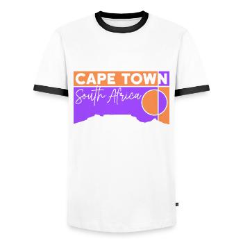 Table Mountain Table Mountain Cape Town South Africa Hiking - Men's Ringer Shirt - white/black - Front - AI Model Female 172 light (172cm) & AI Model Male 178 dark (178cm)