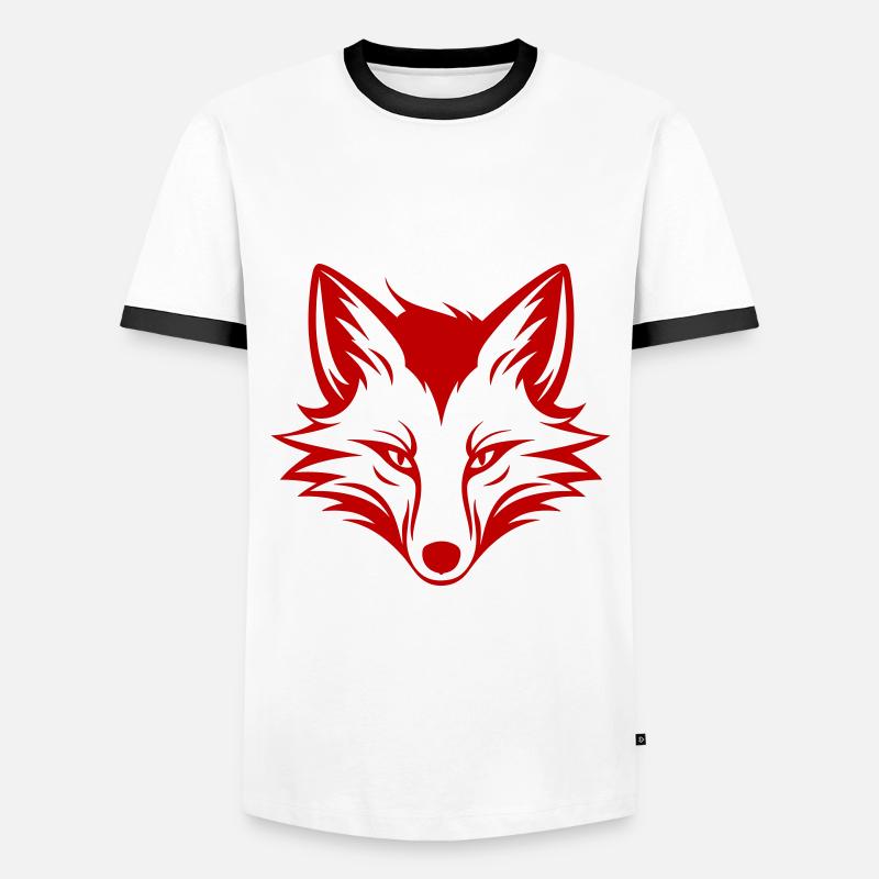 Fuchs Kopf - Männer Kontrast-T-Shirt - Weiß/Schwarz