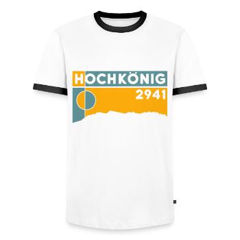 Hochkönig Höhe Randonnée Via ferrata - T-shirt contrasté Homme - blanc/noir - Devant - AI Model Female 172 light (172cm) & AI Model Male 178 dark (178cm)