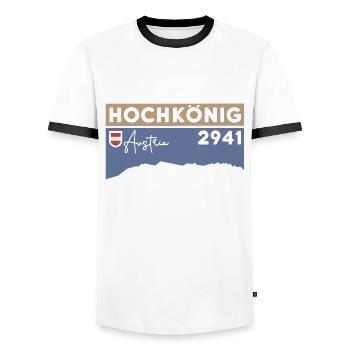 Hochkönig Randonnée pédestre via ferrata Pinzgau - T-shirt contrasté Homme - blanc/noir - Devant - AI Model Female 172 light (172cm) & AI Model Male 178 dark (178cm)