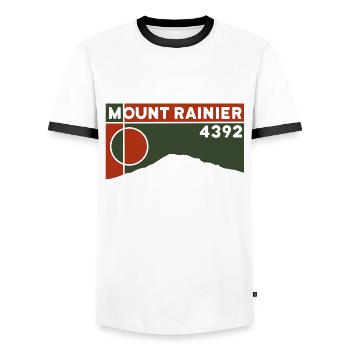Mount Rainier Besteigen Vulkan Washington Geschenk - Männer Kontrast-T-Shirt - Weiß/Schwarz - Vorne - AI Model Female 172 light (172cm) & AI Model Male 178 dark (178cm)