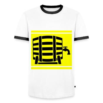 Bière en fût de bière - T-shirt contrasté Homme - blanc/noir - Devant - AI Model Female 172 light (172cm) & AI Model Male 178 dark (178cm)