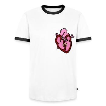 CORE 2 - Men's Ringer Shirt - white/black - Front - AI Model Female 172 light (172cm) & AI Model Male 178 dark (178cm)