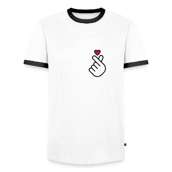 Miniheart Fingerherz - transparent - red heart - Männer Kontrast-T-Shirt - Weiß/Schwarz - Vorne - AI Model Female 172 light (172cm) & AI Model Male 178 dark (178cm)