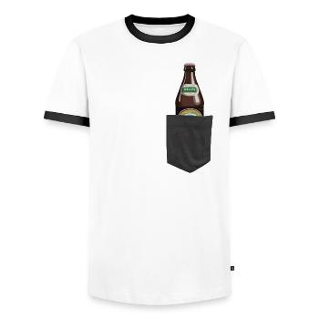 BAVARIAN T-SHIRT BAVARIAN BEER BAVARIA - Men's Ringer Shirt - white/black - Front - AI Model Female 172 light (172cm) & AI Model Male 178 dark (178cm)