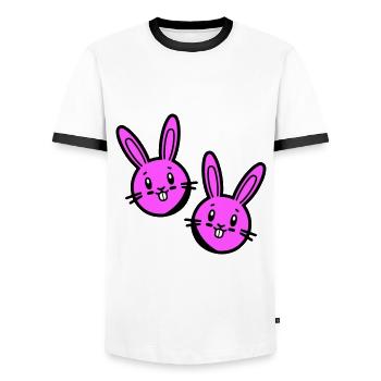 Symbole de lapin de Pâques Pâques - T-shirt contrasté Homme - blanc/noir - Devant - AI Model Female 172 light (172cm) & AI Model Male 178 dark (178cm)