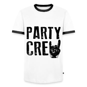 PARTY CREW Musik Festival Feiern - Männer Kontrast-T-Shirt - Weiß/Schwarz - Vorne - AI Model Female 172 light (172cm) & AI Model Male 178 dark (178cm)
