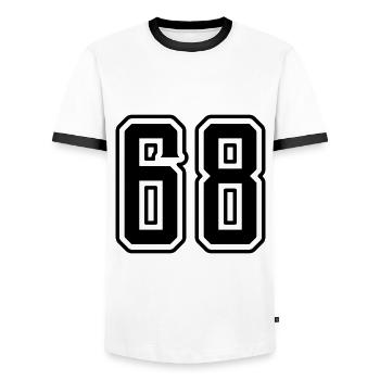 Symbole numérique 68 - T-shirt contrasté Homme - blanc/noir - Devant - AI Model Female 172 light (172cm) & AI Model Male 178 dark (178cm)