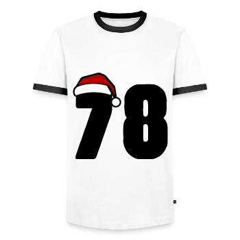 78 Number Christmas - Men's Ringer Shirt - white/black - Front - AI Model Female 172 light (172cm) & AI Model Male 178 dark (178cm)