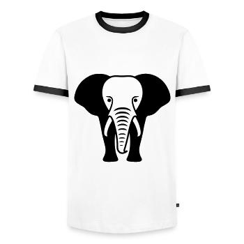 Elefant Tier Silhouette - Männer Kontrast-T-Shirt - Weiß/Schwarz - Vorne - AI Model Female 172 light (172cm) & AI Model Male 178 dark (178cm)
