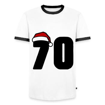 70 Number Christmas - Men's Ringer Shirt - white/black - Front - AI Model Female 172 light (172cm) & AI Model Male 178 dark (178cm)