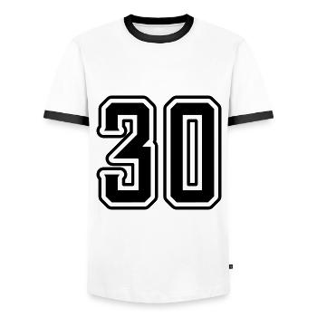 Symbole de 30 chiffres - T-shirt contrasté Homme - blanc/noir - Devant - AI Model Female 172 light (172cm) & AI Model Male 178 dark (178cm)