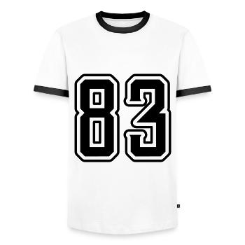 83 Symbole numérique - T-shirt contrasté Homme - blanc/noir - Devant - AI Model Female 172 light (172cm) & AI Model Male 178 dark (178cm)