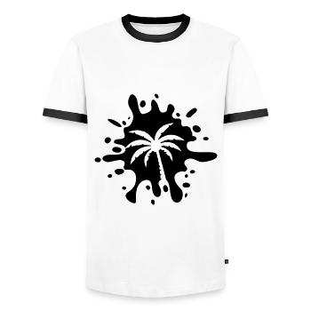 Taches de symboles de palmiers - T-shirt contrasté Homme - blanc/noir - Devant - AI Model Female 172 light (172cm) & AI Model Male 178 dark (178cm)