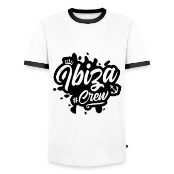 Ibiza Crew - Men's Ringer Shirt - white/black - Front - AI Model Female 172 light (172cm) & AI Model Male 178 dark (178cm)