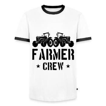 Farmer Crew Tractor Bauer - T-shirt contrasté Homme - blanc/noir - Devant - AI Model Female 172 light (172cm) & AI Model Male 178 dark (178cm)