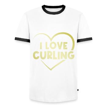 I love curling heart - Men's Ringer Shirt - white/black - Front - AI Model Female 172 light (172cm) & AI Model Male 178 dark (178cm)