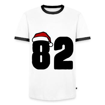 82 Number Christmas - Men's Ringer Shirt - white/black - Front - AI Model Female 172 light (172cm) & AI Model Male 178 dark (178cm)