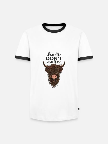Les cheveux Highlander ne se soucient pas - T-shirt contrasté Homme - blanc/noir