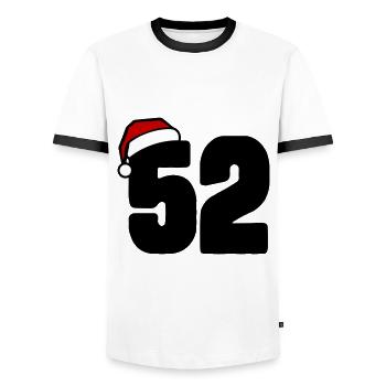 52 Numéro Noël - T-shirt contrasté Homme - blanc/noir - Devant - AI Model Female 172 light (172cm) & AI Model Male 178 dark (178cm)