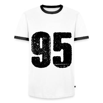 95 number jersey - Men's Ringer Shirt - white/black - Front - AI Model Female 172 light (172cm) & AI Model Male 178 dark (178cm)
