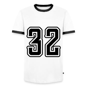 32 number symbol - Men's Ringer Shirt - white/black - Front - AI Model Female 172 light (172cm) & AI Model Male 178 dark (178cm)