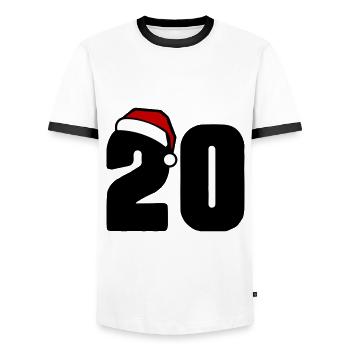 20 Numéro Noël - T-shirt contrasté Homme - blanc/noir - Devant - AI Model Female 172 light (172cm) & AI Model Male 178 dark (178cm)