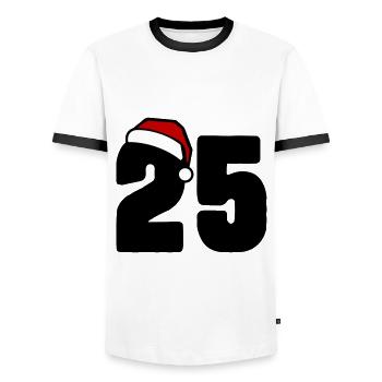 25 Zahl Weihnachten - Männer Kontrast-T-Shirt - Weiß/Schwarz - Vorne - AI Model Female 172 light (172cm) & AI Model Male 178 dark (178cm)