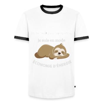 je ne suis pas paresseux - T-shirt contrasté Homme - blanc/noir - Devant - AI Model Female 172 light (172cm) & AI Model Male 178 dark (178cm)
