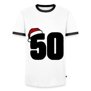 50 Numéro de Noël - T-shirt contrasté Homme - blanc/noir - Devant - AI Model Female 172 light (172cm) & AI Model Male 178 dark (178cm)
