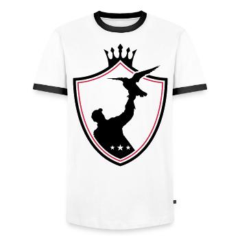 fauconnerie blason chasse au faucon - T-shirt contrasté Homme - blanc/noir - Devant - AI Model Female 172 light (172cm) & AI Model Male 178 dark (178cm)