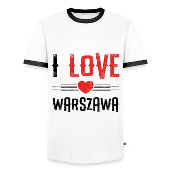 I Love Warschau - Männer Kontrast-T-Shirt - Weiß/Schwarz - Vorne - AI Model Female 172 light (172cm) & AI Model Male 178 dark (178cm)