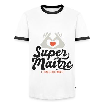 Super maitre l unique cadeau maître instituteur - T-shirt contrasté Homme - blanc/noir - Devant - AI Model Female 172 light (172cm) & AI Model Male 178 dark (178cm)