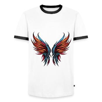 Icône d’aile - T-shirt contrasté Homme - blanc/noir - Devant - AI Model Female 172 light (172cm) & AI Model Male 178 dark (178cm)
