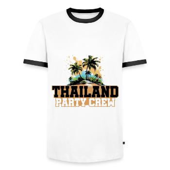Vacances de l’équipage de fête en Thaïlande - T-shirt contrasté Homme - blanc/noir - Devant - AI Model Female 172 light (172cm) & AI Model Male 178 dark (178cm)