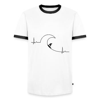 Battement de coeur de surf - T-shirt contrasté Homme - blanc/noir - Devant - AI Model Female 172 light (172cm) & AI Model Male 178 dark (178cm)