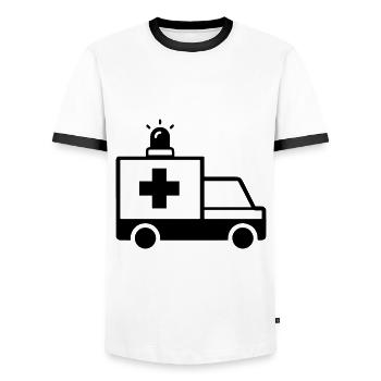Krankenwagen Ambulance - Männer Kontrast-T-Shirt - Weiß/Schwarz - Vorne - AI Model Female 172 light (172cm) & AI Model Male 178 dark (178cm)
